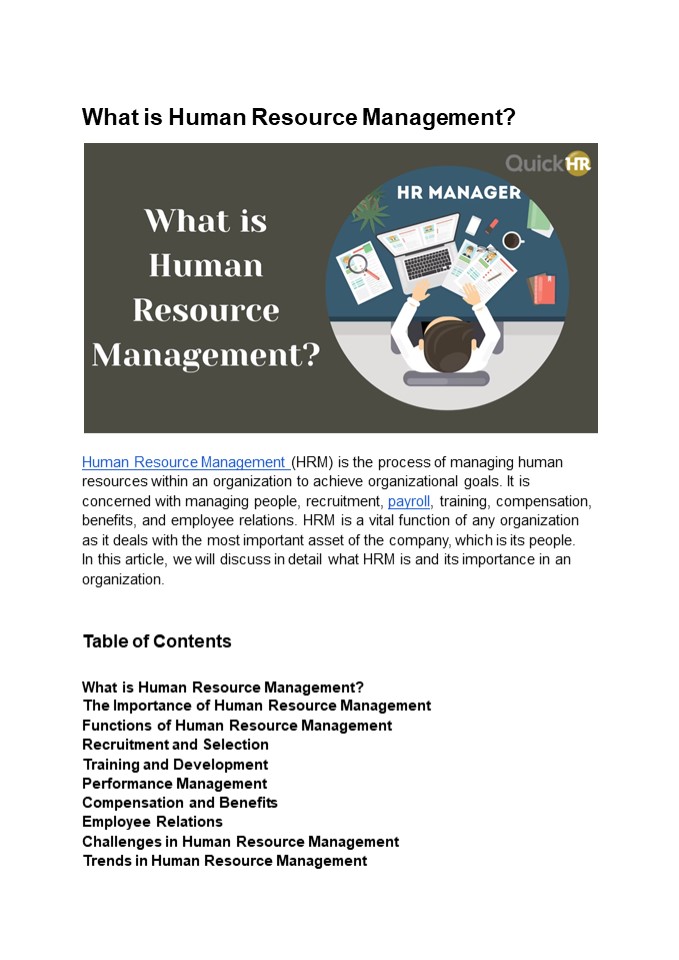 What is Human Resource Management