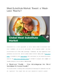 Meat Substitute Market: Toward a ‘Meat-Less’ Reality?