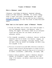 Purposes of Montessori Schools