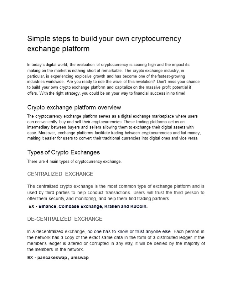 simple way to build a crypto exchange platform