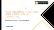 Geothermal Heating and Cooling in Toronto
