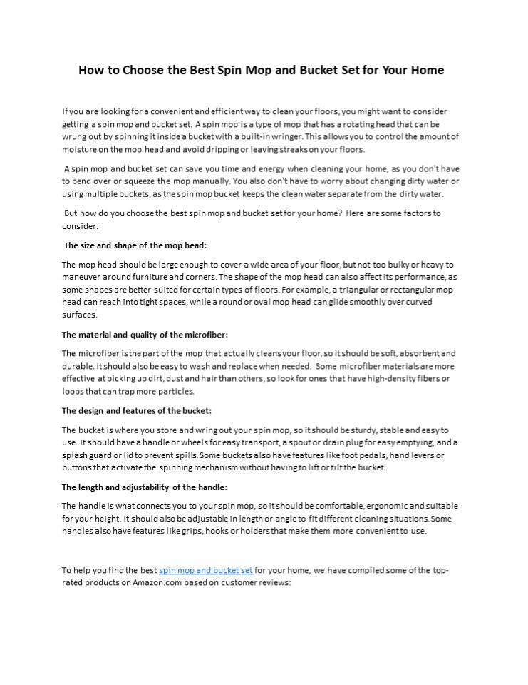 PPT How to Choose the Best Spin Mop and Bucket Set for Your Home