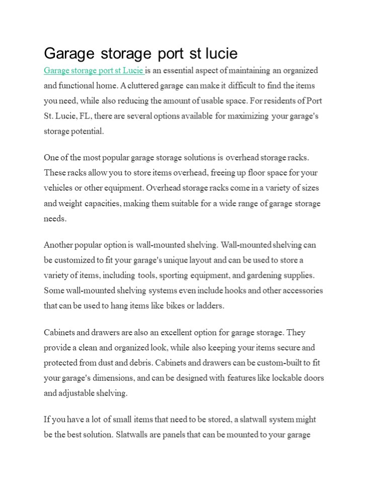 Garage storage port st lucie