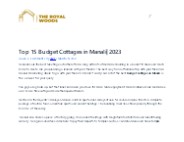 Budget Cottages in Manali
