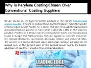 Why is Parylene Coating Chosen Over Conventional Coating Suppliers