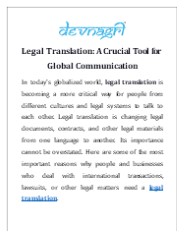 Legal Translation: A Crucial Tool for Global Communication