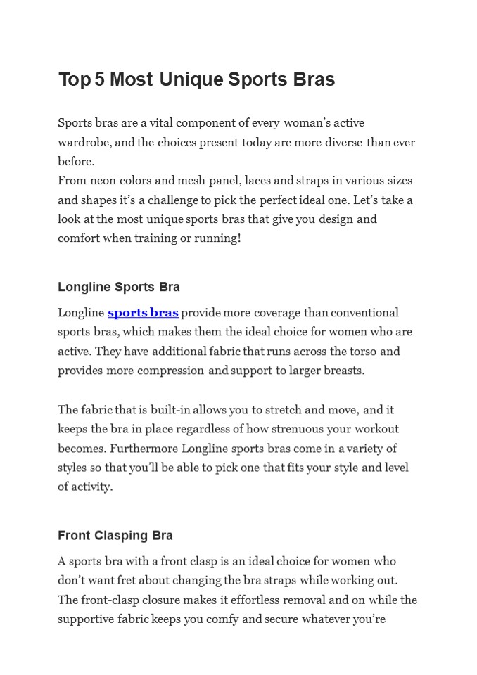 Top 5 Most Unique Sports Bras