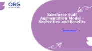 Staff Augmentation Model - Necessities and benefits