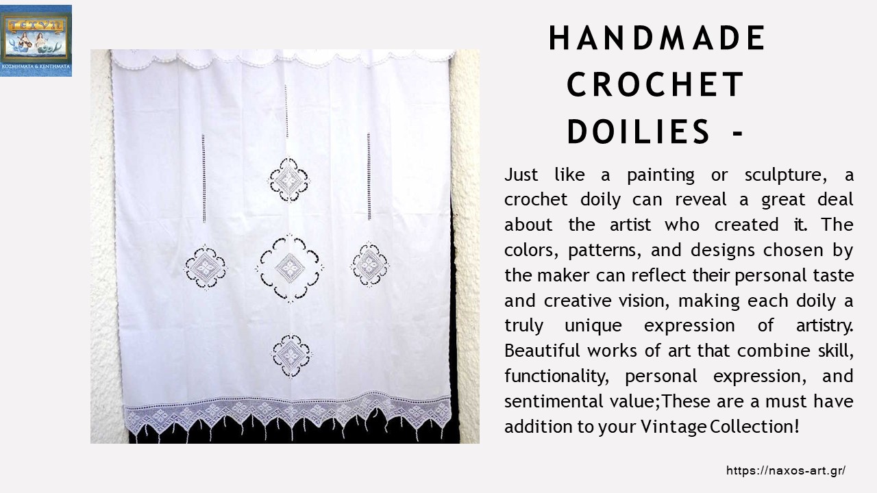 Handmade Crochet Doilies, Tablecloth With Embroidery, Naxos-art.gr