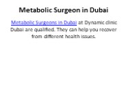 Metabolic Surgeon in Dubai