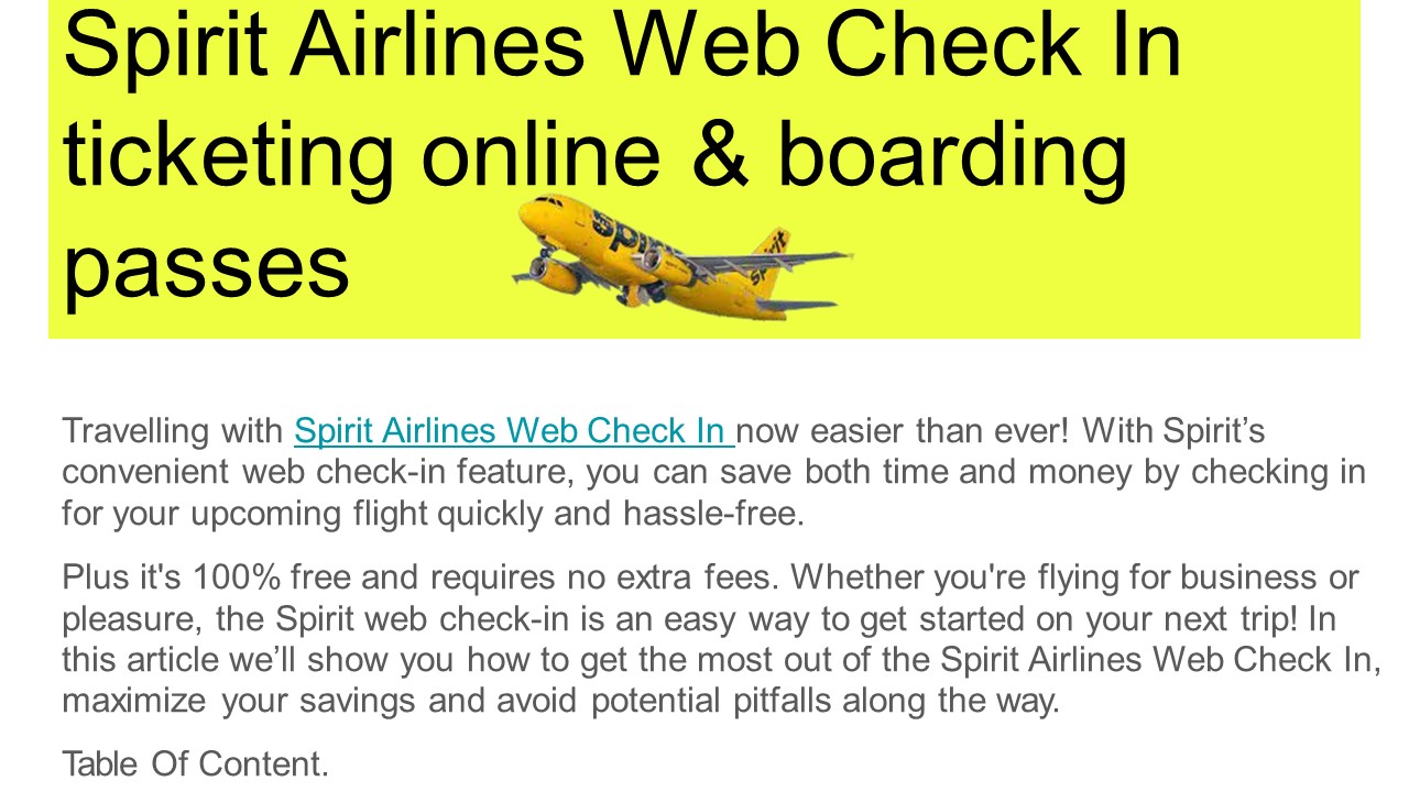Spirit Airlines Web Check In ticketing online & boarding passes
