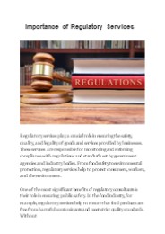 Importance of Regulatory Services
