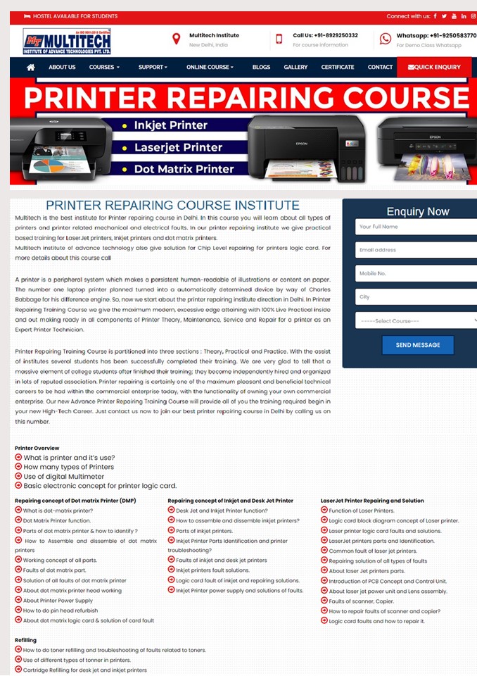 PRINTER REPAIRING COURSE | PRINTER REPAIRING INSTITUTE IN DELHI