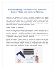 Understanding the Difference between Copywriting and Content Writing PowerPoint PPT Presentation