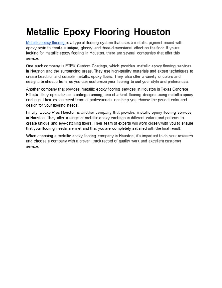 Metallic Epoxy Flooring Houston