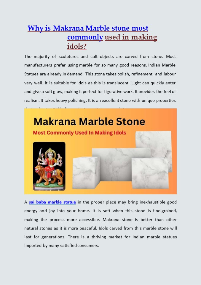 Why is Makrana Marble Stone Most Commonly Used in Making Idols?