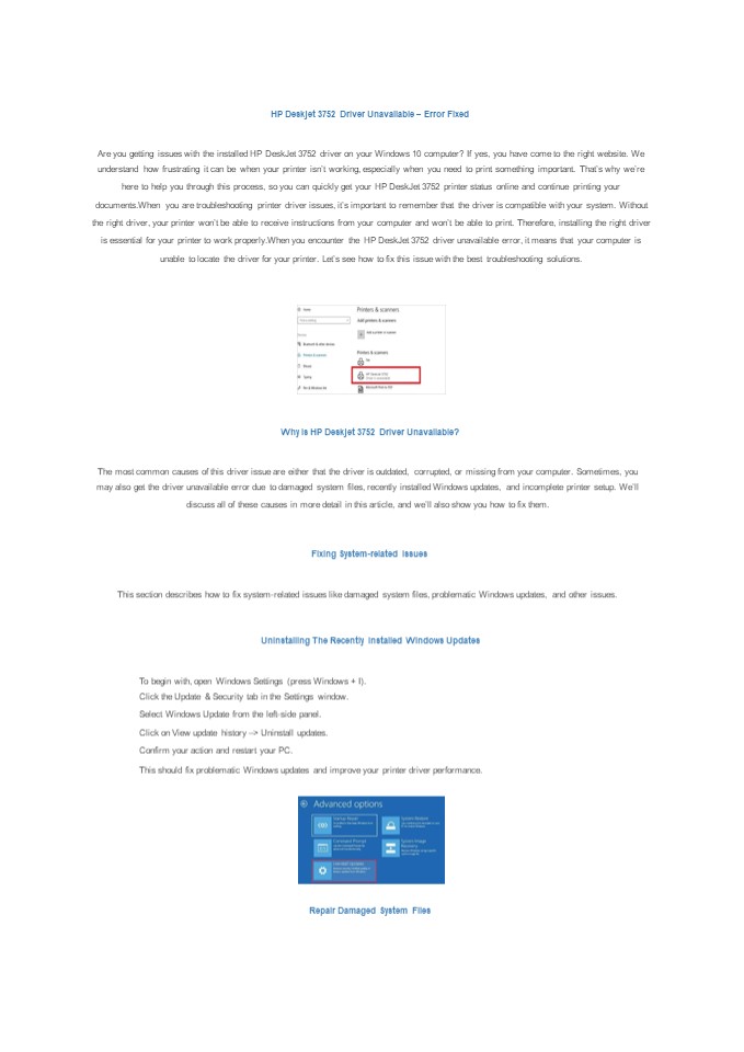 HP Deskjet 3752 Driver Unavailable – Error Fixed presentation | free to ...