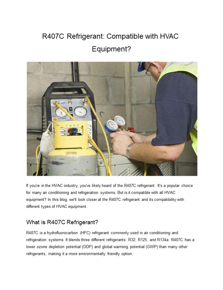R407C Refrigerant: Compatible with HVAC Equipment?