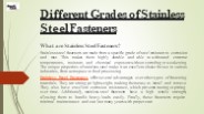 Different Grades of Stainless Steel Fasteners