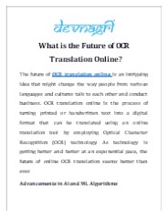 What is the Future of OCR Translation Online?