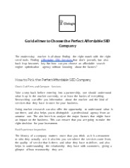 Guidelines to Choose the Perfect Affordable SEO Company