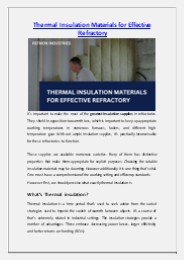 Thermal Insulation Materials for Effective Refractory