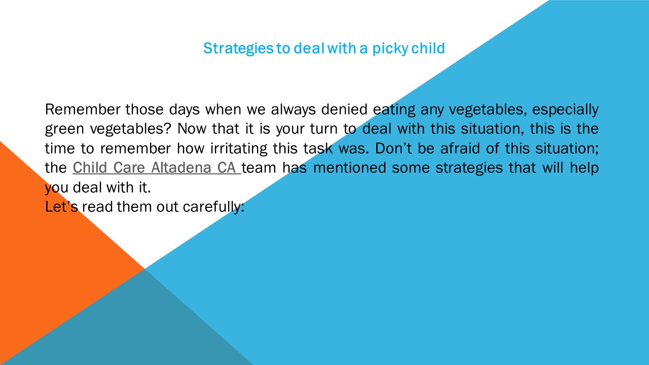 Strategies to deal with a picky child