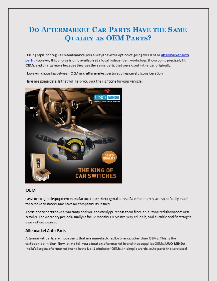 PPT Do Aftermarket Car Parts Have the Same Quality as OEM Parts