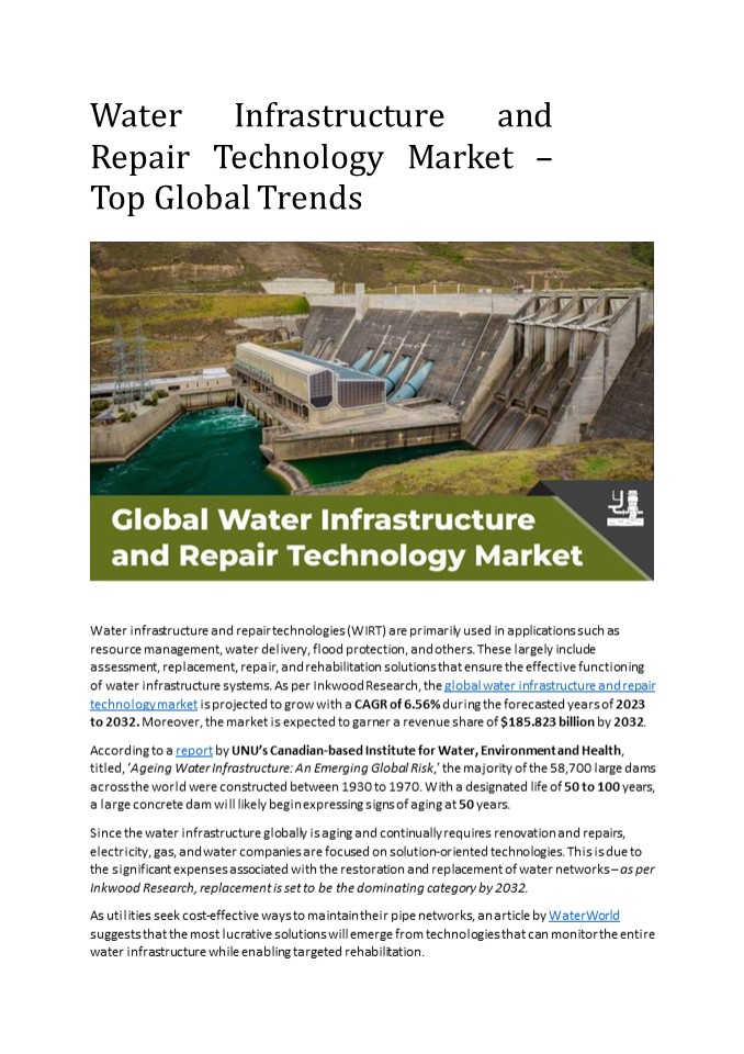 Water Infrastructure and Repair Technology Market – Top Global Trends