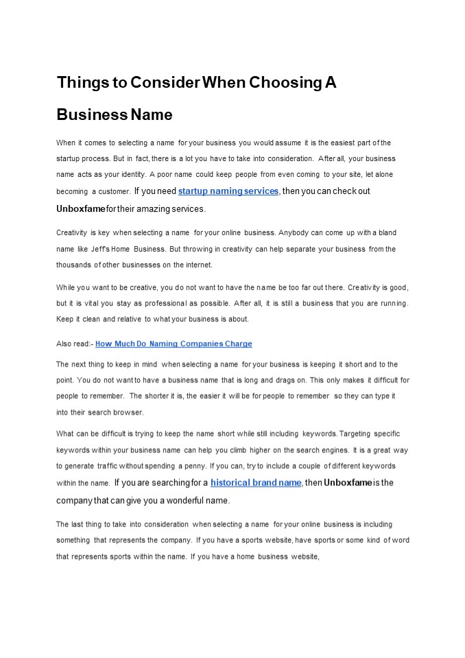 Things to Consider When Choosing A Business Name