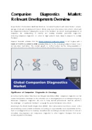 Companion Diagnostics Market: Relevant Developments Overview
