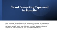 Cloud Computing And It's Benefits