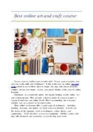 Best Online Art and Craft Course?