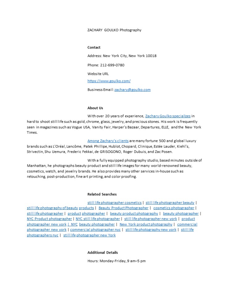 ZACHARY GOULKO Photography