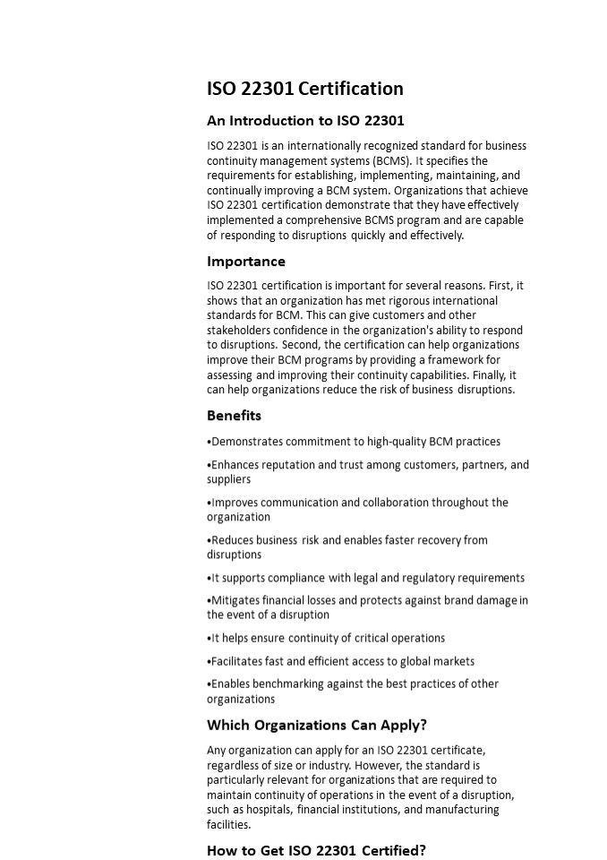 certificação iso 22301