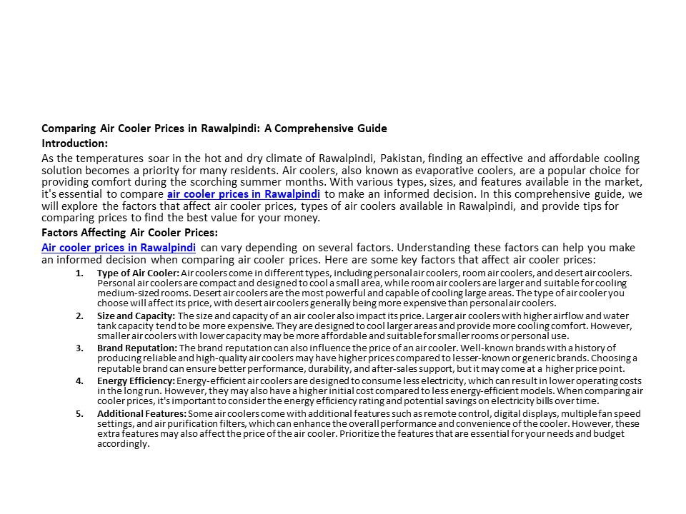 Room cooler price rawalpindi