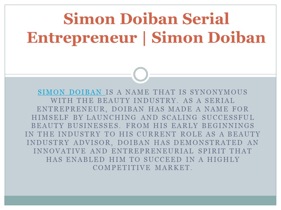 Simon Doiban Serial Entrepreneur | Simon Doiban