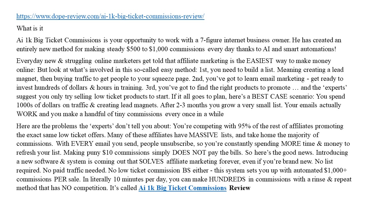 Ai 1k Big Ticket Commissions Review