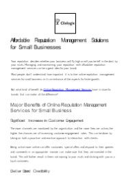 Affordable Reputation Management Solutions for Small Businesses