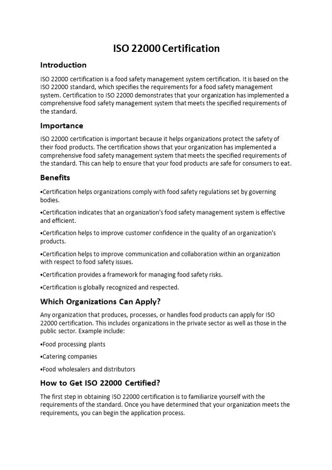 ISO 22000 SERTIFIKASI