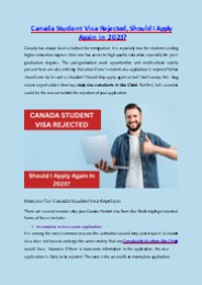 Canada Student Visa Rejected, Should I Apply Again?