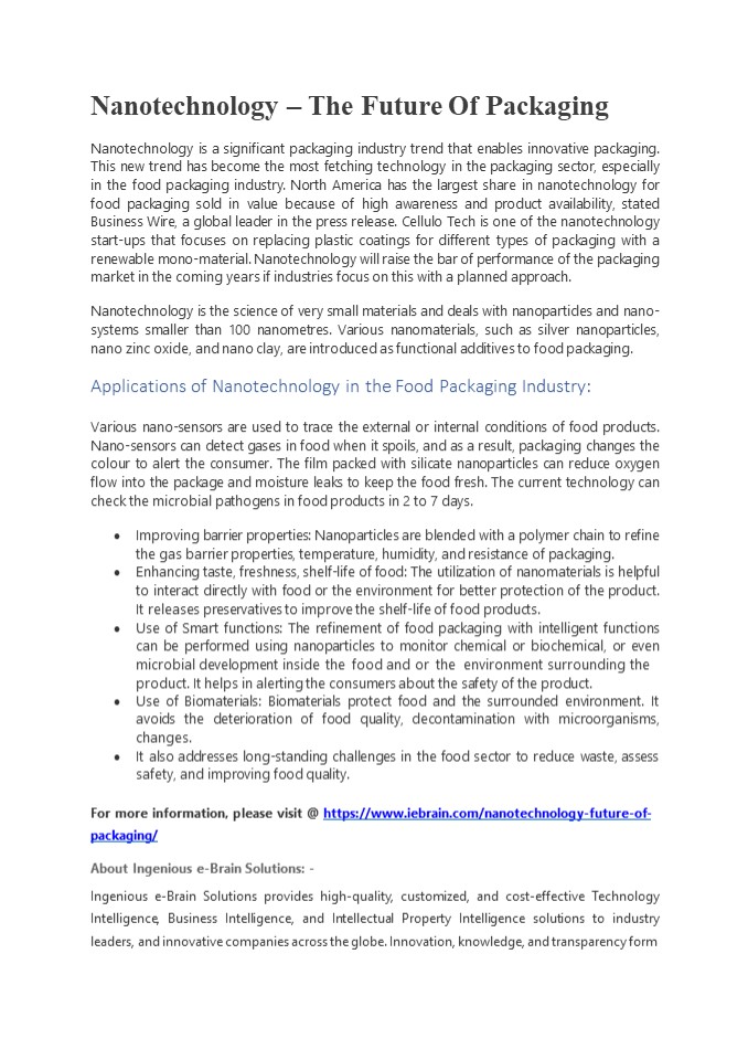 Nanotechnology – The Future Of Packaging