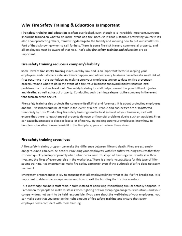 PPT Why Fire Safety Training & Education is Important PowerPoint