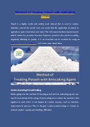 Method of Treating Potash with Anticaking Agent