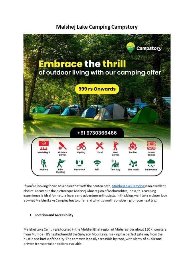 Malshej Ghat Camping