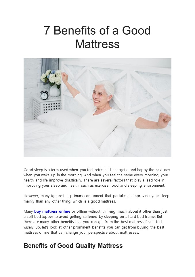 7 Benefits of a Good Mattress