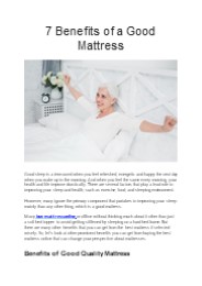 7 Benefits of a Good Mattress