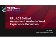 RPL ACS Skilled Assessment Australia Work Experience Deduction