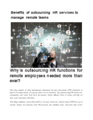 Benefits of outsourcing HR services to manage remote teams