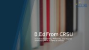 B ed from CRSU - Citm